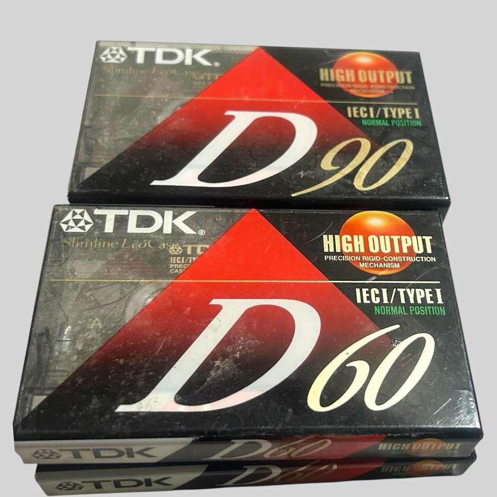 Vintage TDK D90 D60 Blank Cassette Tapes Slimline EcoCase New‎ Sealed Lot of 4 - Picture 2 of 4